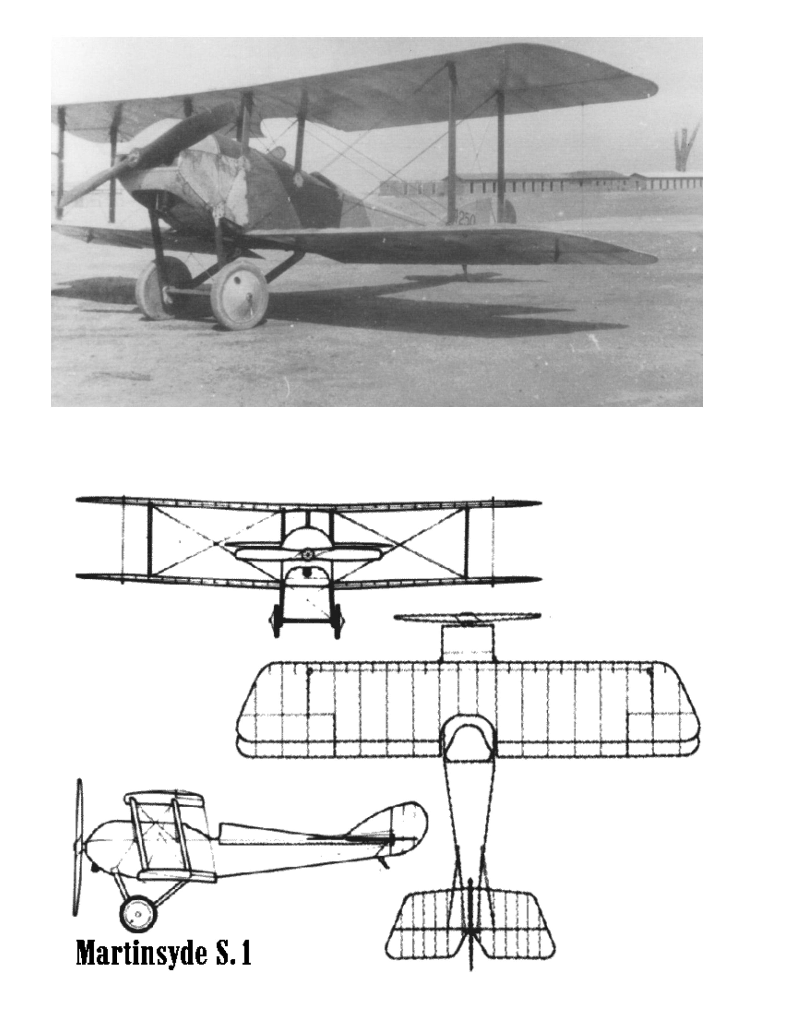 full size printed plans peanut scale "martinsyde scout s.1" lot of fun in the air. for a biplane