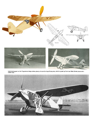 full size printed plans  peanut scale ikarus ik-2 here's a golden age fighter