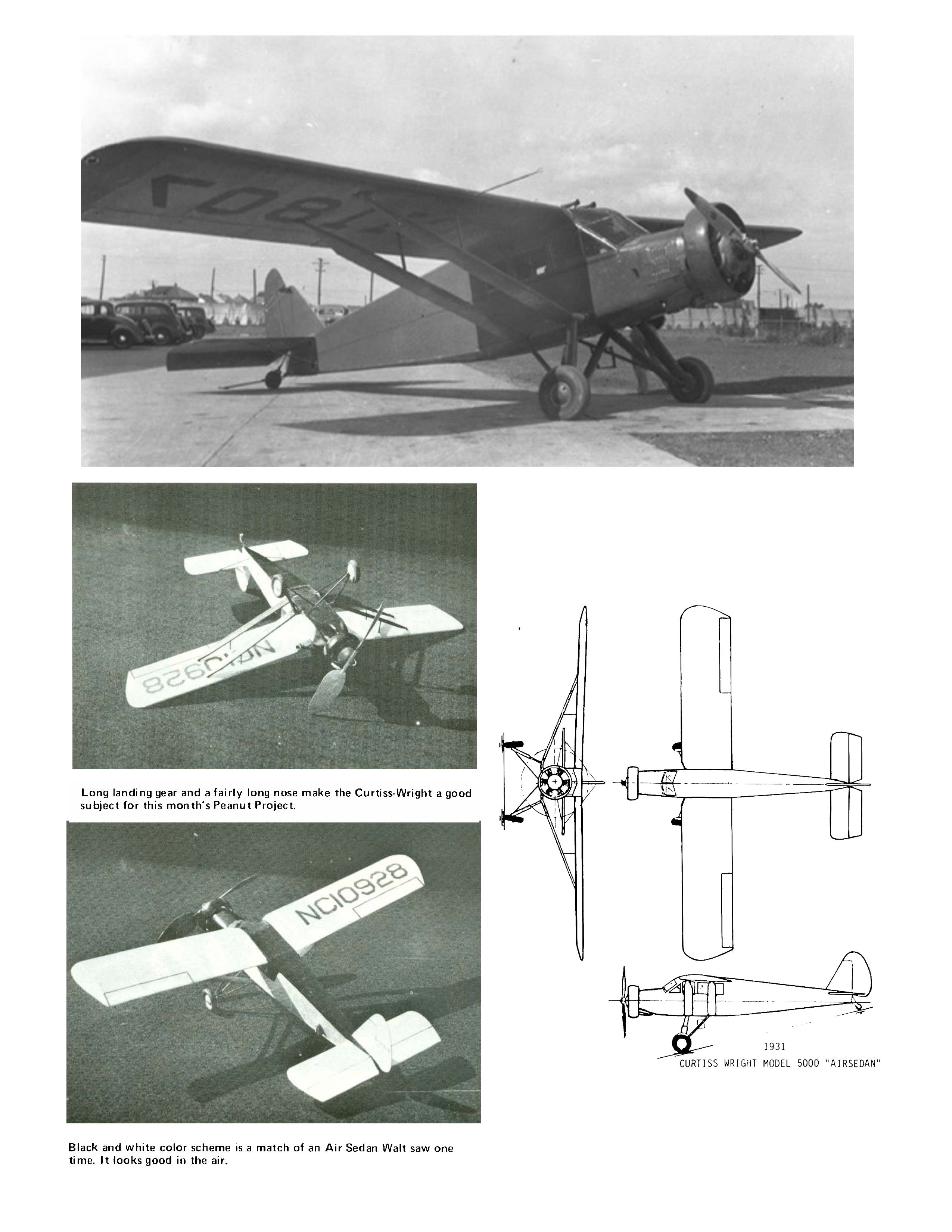 full size printed peanut scale plans curtiss-wright air sedan the 30s reminiscent of many aircraft from the golden age