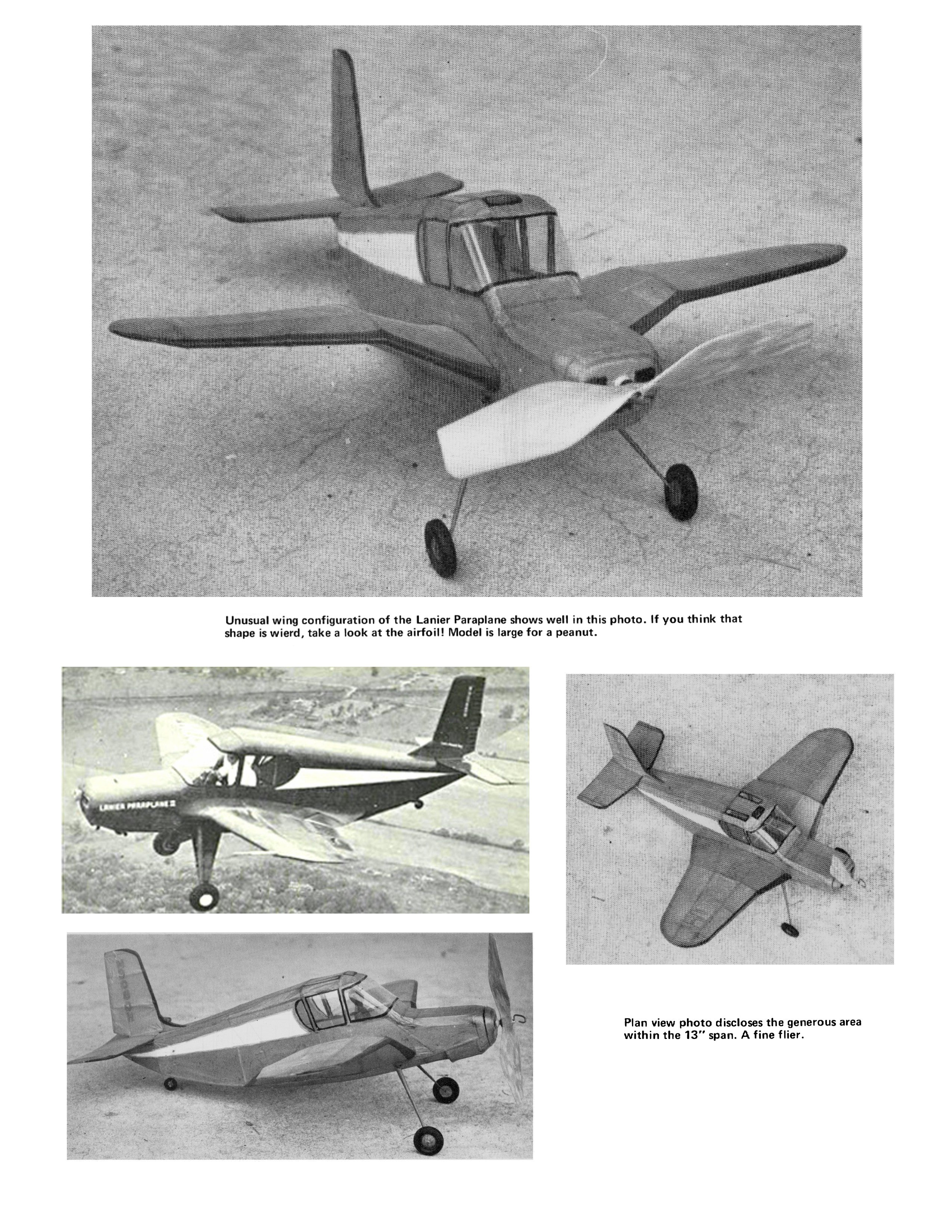 full size printed plans peanut scale "lanier paraplane"  it makes a great peanut scale model!