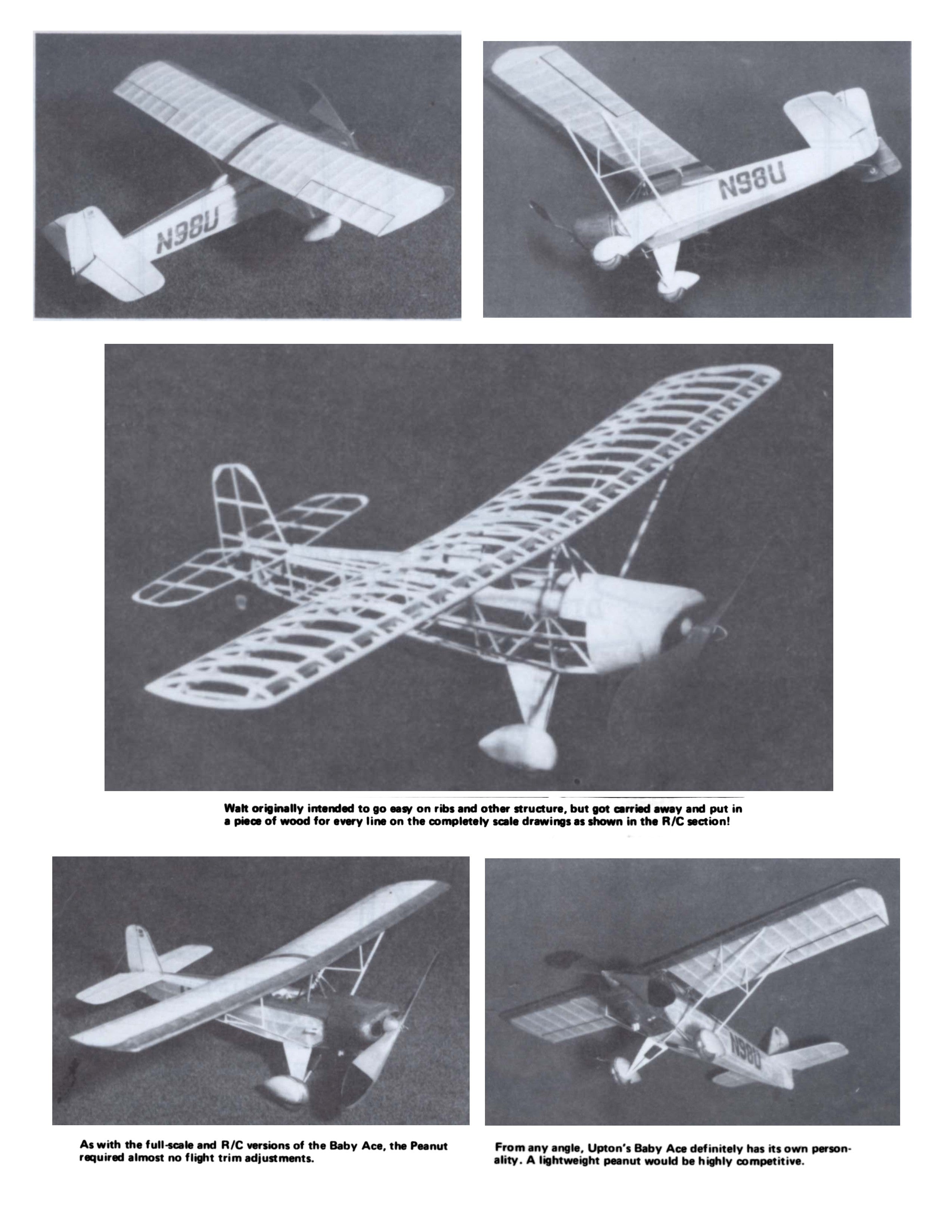 full size printed peanut scale plans  "baby ace" peanut required almost no flight trim adjustments.