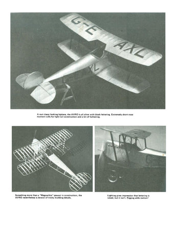 full size printed peanut scale plans  avro 534c is a good subject for c02