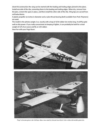 full size printed plans peanut scale "pogo" demands careful building and trimming.