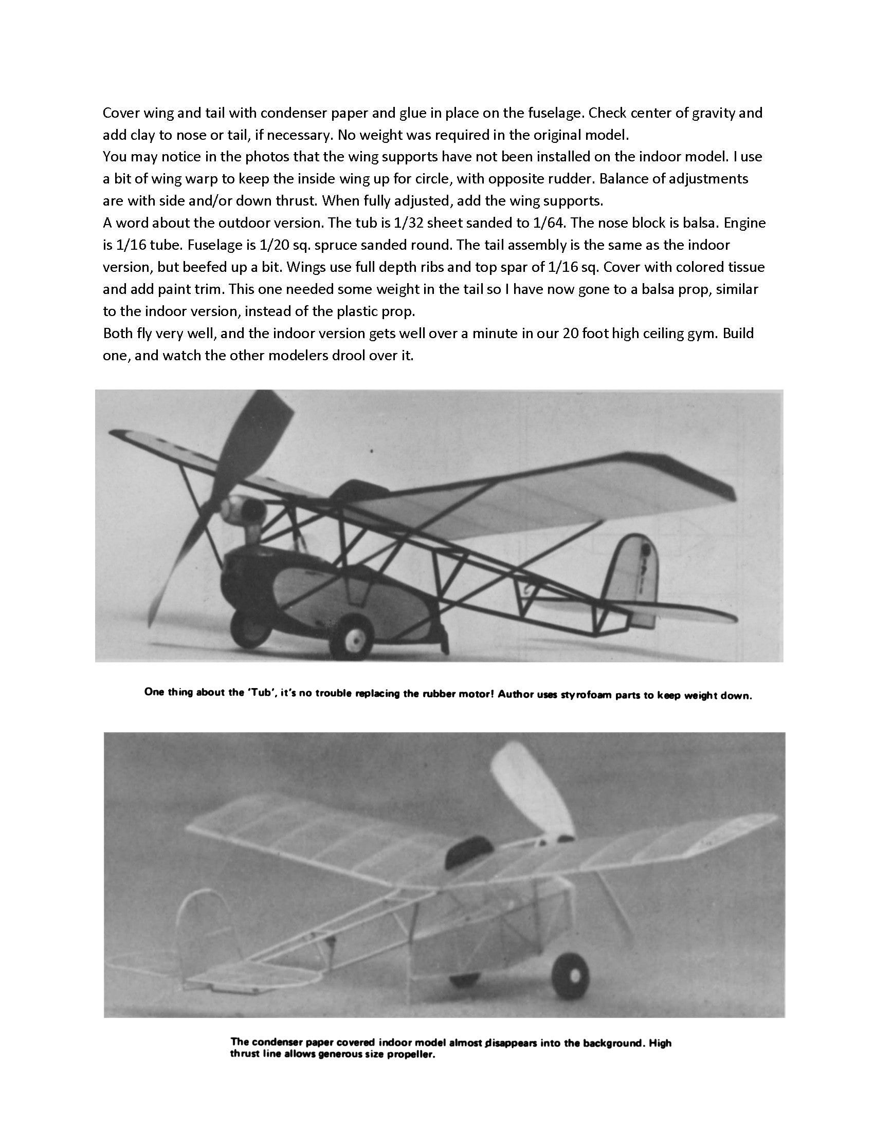 full size printed plans peanut scale "ramsey flying ‘bathtub' "  ideal rubber scale model due to the high thrust line