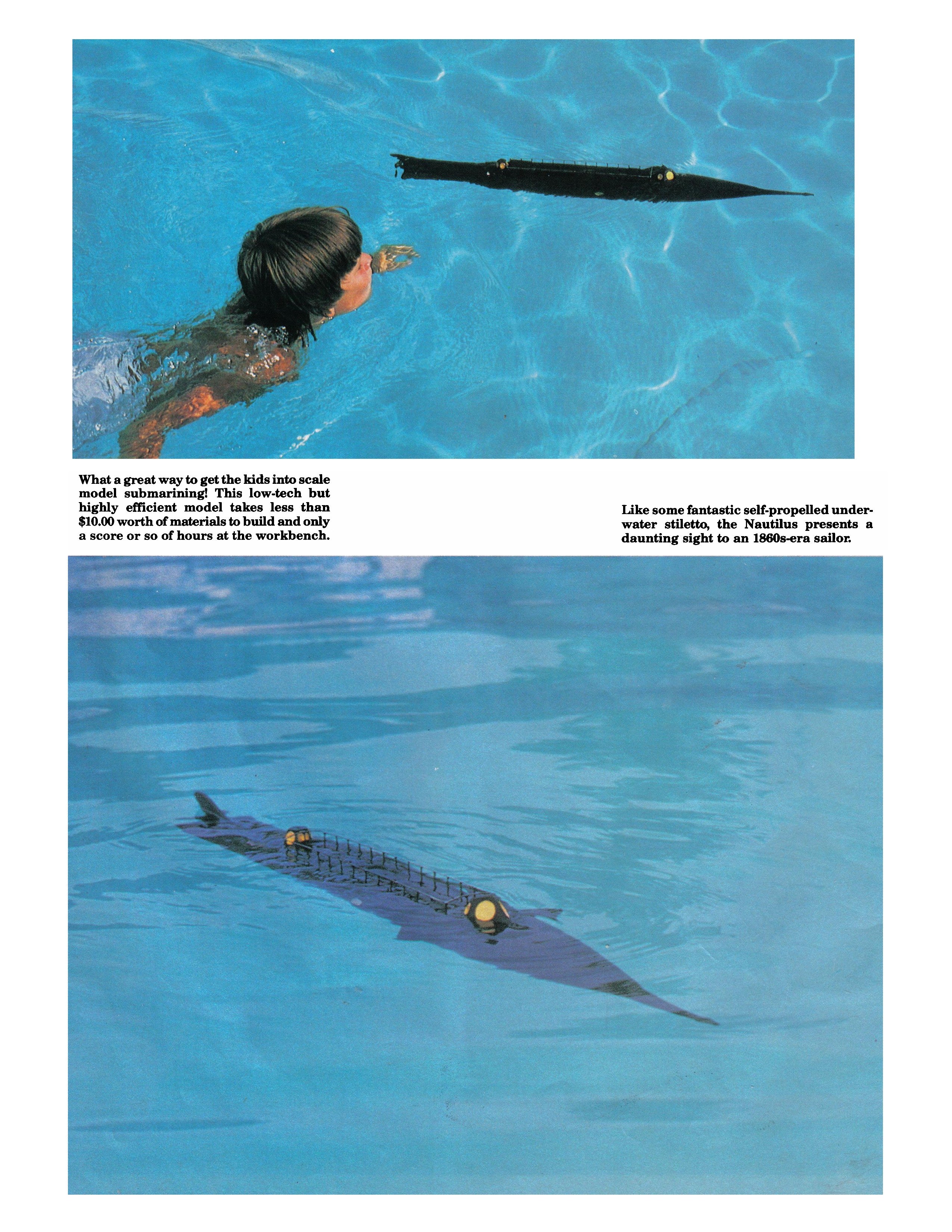 full size printed plans swimming pool sub neno's nautilus length 34"  power rubber band