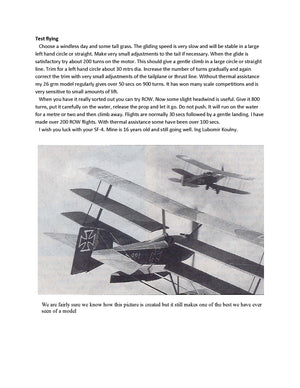 full size printed plan sablatnig sf -4 scale 1:20  wingspan 19”  power rubber