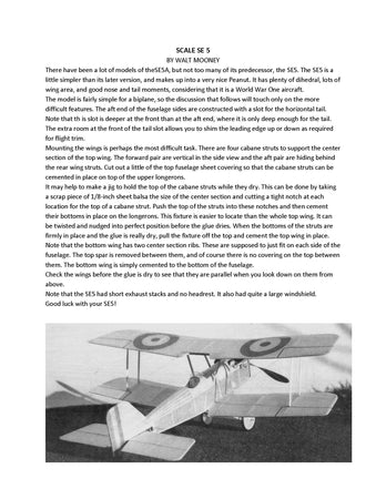 full size printed plans peanut scale "se5"  fairly simple for a biplane