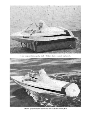 full size printed plan simple-to-build scamp free running or r/c boat sport or competition