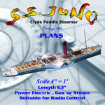 full size printed plans clyde paddle steamer scale 4"=1' l 63" suitable for r/c