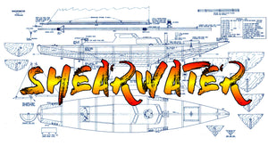 full size printed plan  simple-to-build. sloop shearwater sailboat suitable for radio control
