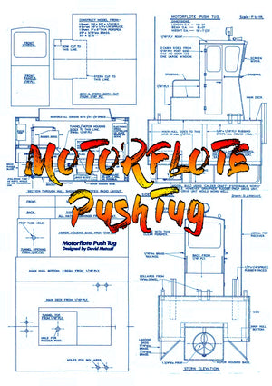full size printed plan scale 1:12 motorflote push tug suitable for radio control