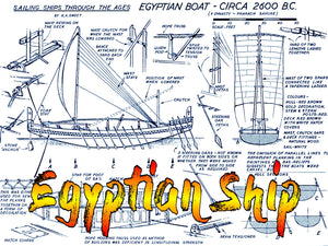full size printed display model plans egyptian ship circa 1300 b. c. & 2600 b. c.
