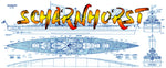 full size printed drawing scale 1/200 german battleship scharnhorst suitable for radio control