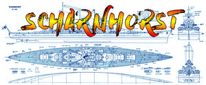 full size printed drawing scale 1/200 german battleship scharnhorst suitable for radio control