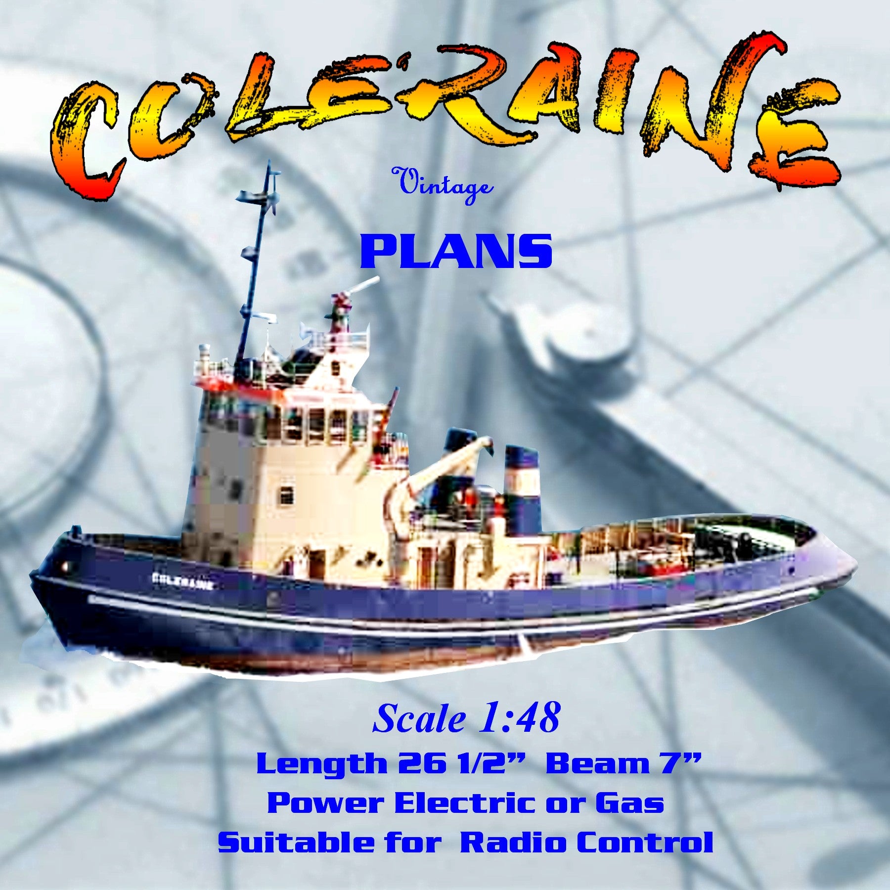 full size printed plans scale 1/48 firefighting tug coleraine suitable for radio control
