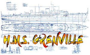 full size printed plan scale 1:96 u class destroyer leader. h.m.s. grenville suitable for radio control