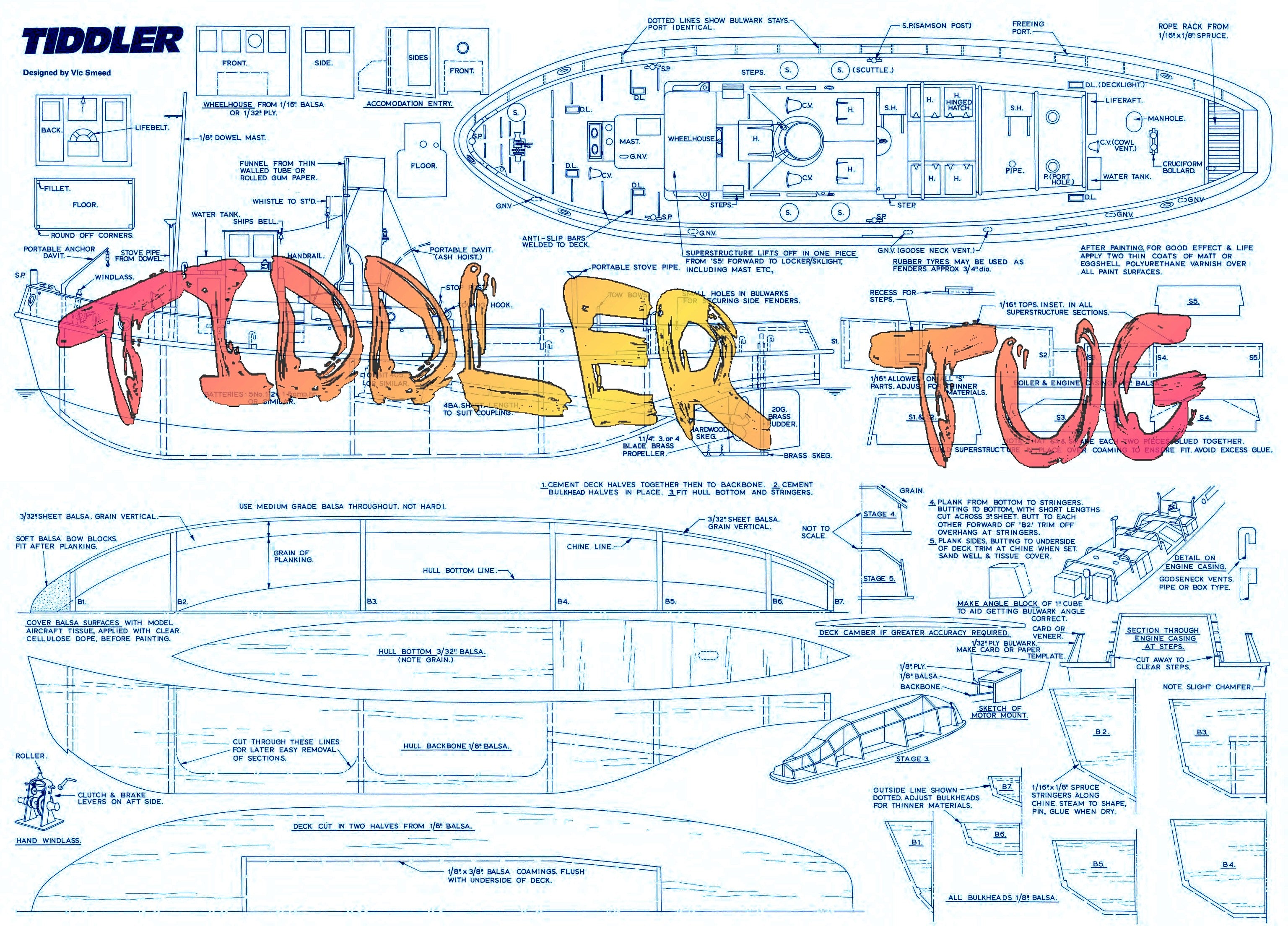 full size printed plans to build a 1:40 scale ww ii t.i.d. tug suitable for r/c