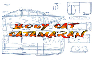 full size printed plans 25 1/2" catamaran bouy cat  suitable for radio control