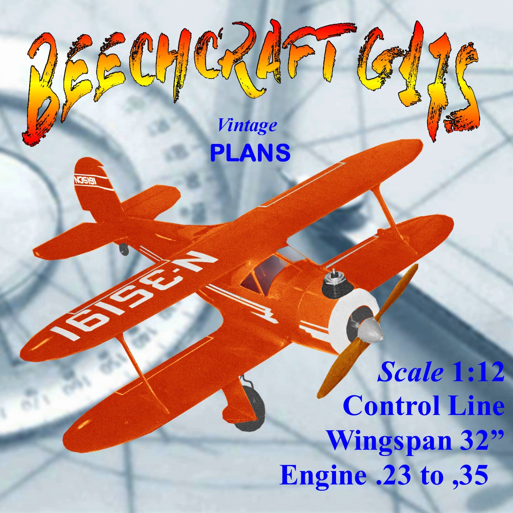 full size printed plans scale 1:12 control line beechcraft g17s   ultimate in performance and appearance.