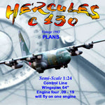 full size printed plans semi-scale 1:24 control line lockheed c 130 hercules roar of two or more engines