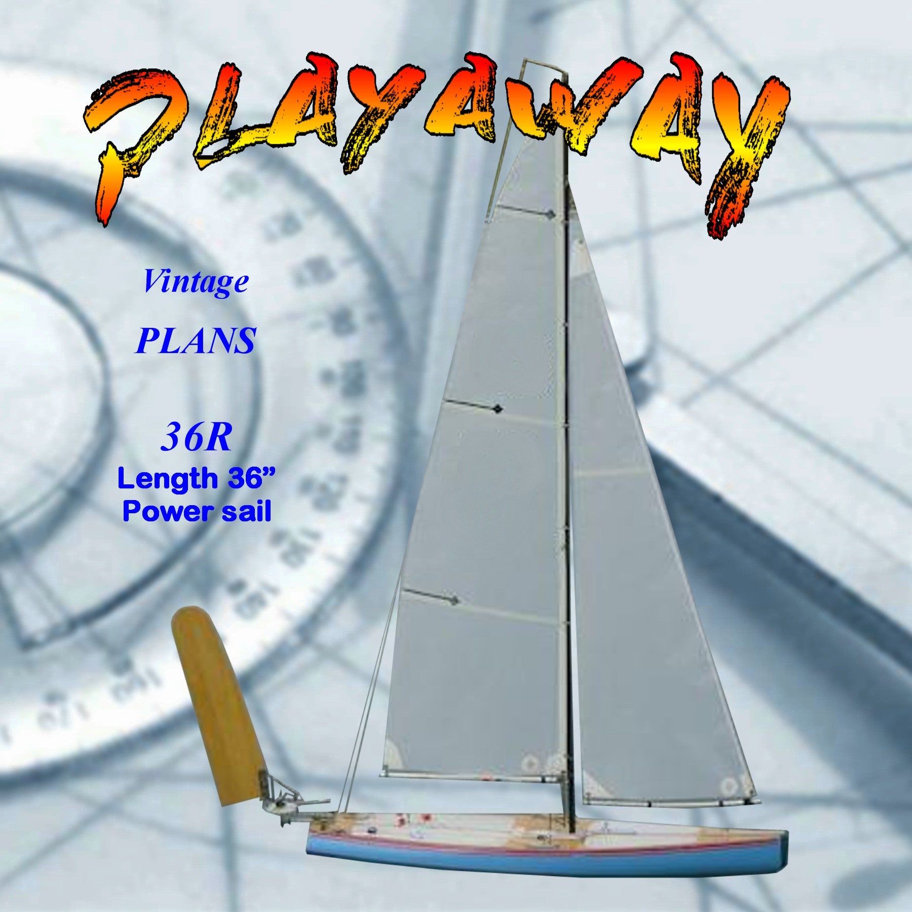 full size printed plans 36 r sailboat class  control vane or suitable for radio control
