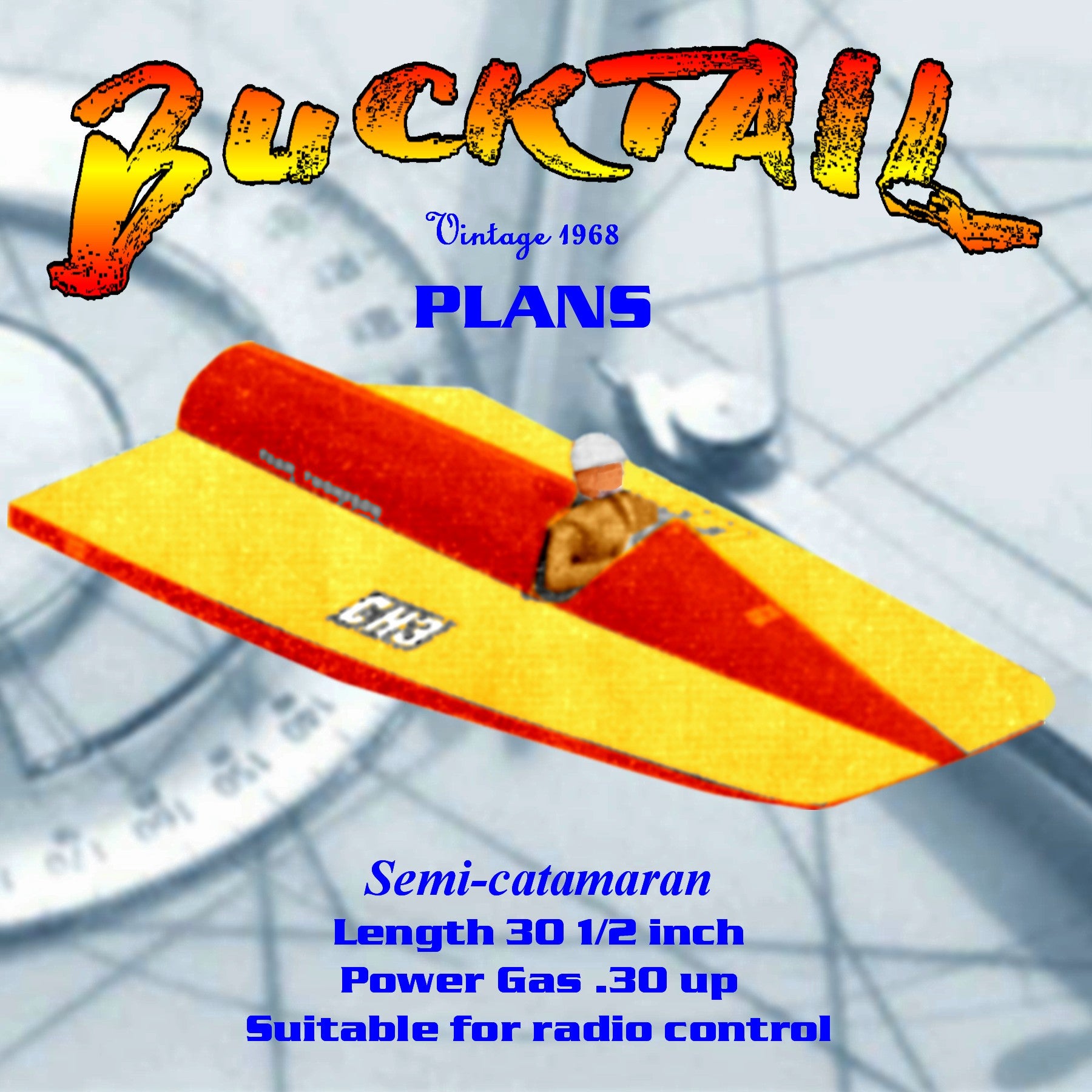 full size printed plan molinari racers semi-catamaran bucktail suitable for radio control