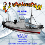 full size printed plan vintage 1960s " r‑2 whalecatcher" semi scale for radio control