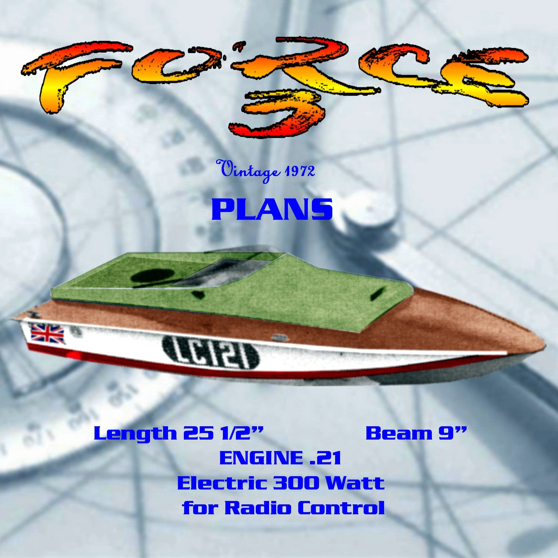 full size printed plan semi-scale off shore powerboat for radio control