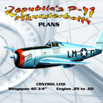 full size printed plans scale 1:12  control line republic's p-47 "thunderbolt" fighter of world war.ii