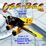 full size printed plans scale 1:10  control line gee-bee stable and smooth flying model;