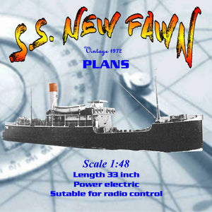 full size printed plan to build 1:48 small inter-island passenger-cargo s.s. new fawn