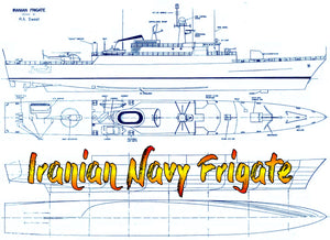 full size printed plan scale 1:96 imperial iranian navy frigate suitable for radio control