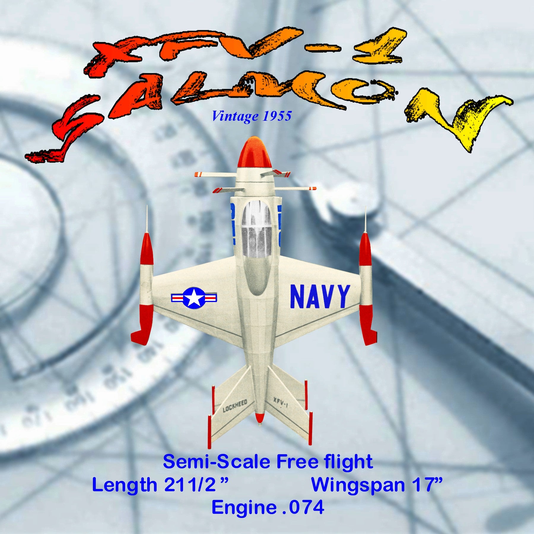full size printed plan semi-scale lockheed xfv-1plane that takes off vertically.