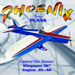 full size printed plan control line stunter " phoenix"  able as anything on the contest circuit, and it is more reliable than most.