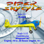 full size printed plans 1:12 scale controlline piper skycyle construction is in step by step format