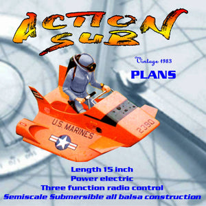 full size printed plan semiscale submersible all balsa construction three function radio control
