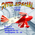 full size printed plans scale 1:8 control line sport or stunt pitts special