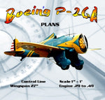 full size plans  control line  scale 1” = 1’ boeing p-26a wingspan 27”  engine .29 to .49