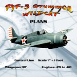 full size printed plans  control line  scale 1:12 f4f-3 grumman wildcat detailed plans