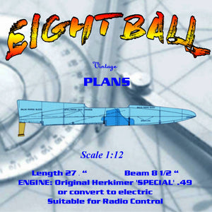 full size printed plan 1:12 scale model of h class hydroplane for radio control