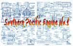 Full Size Printed plan to build a wooden 1:18 Southern Pacific Engine No.1