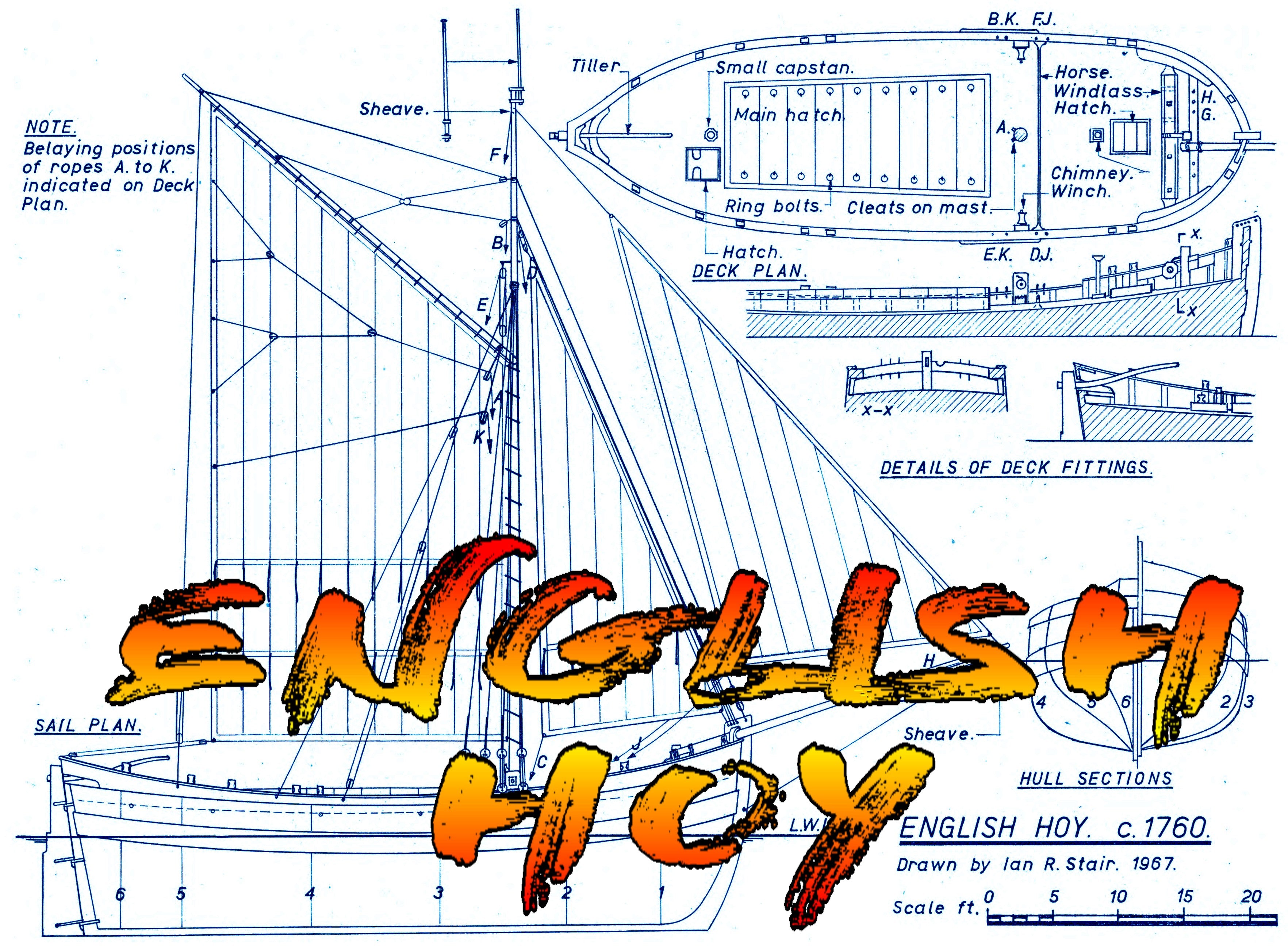 full size printed plan scale 1/32 english hoy suitable for radio control  or display