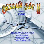 full size printed plans scale 1:12 twin engine control line cessna 310 no involved fancy stuff,