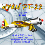 full size printed plans scale 1 1/4” = 1ft  control line  reliable throttle and flaps ryan pt-22