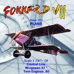 full size printed plans scale 1 ¼” = 1’  control line fokker d vii top in realistic flying enjoyment.