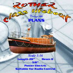 full size printed plan scale 1/16 rother class lifeboat for radio control double diagonal plank