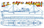 full size printed plan scale 1:96 & 1:192 s.s. cayo mambi suitable for radio control or display