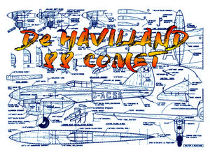 full size printed plans scale 1:16  control line 'comet dh 88' simple and economical construction