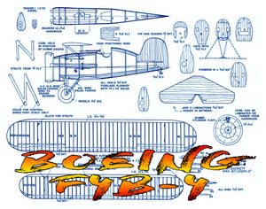 full size printed plans control line  scale 1:18 boeing f4b-4 20" span biplane