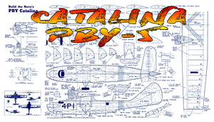full size printed plan scale 1:36 control‑line model of navy's "dumbo" catalina pby-5